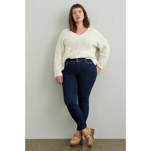 New Anthropologie Pilcro High-Rise Metallic-Stitch Skinny Jeans $138 PLUS 20W